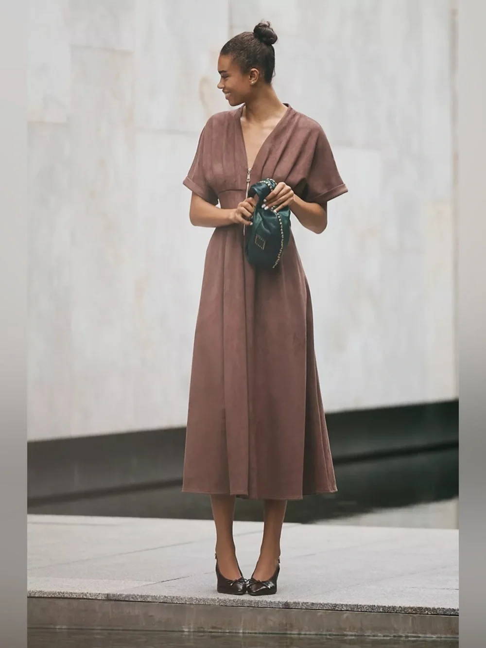 NEW Anthropologie Exquise The Tobie Faux-Suede Shirt Dress - Picture 3 of 10